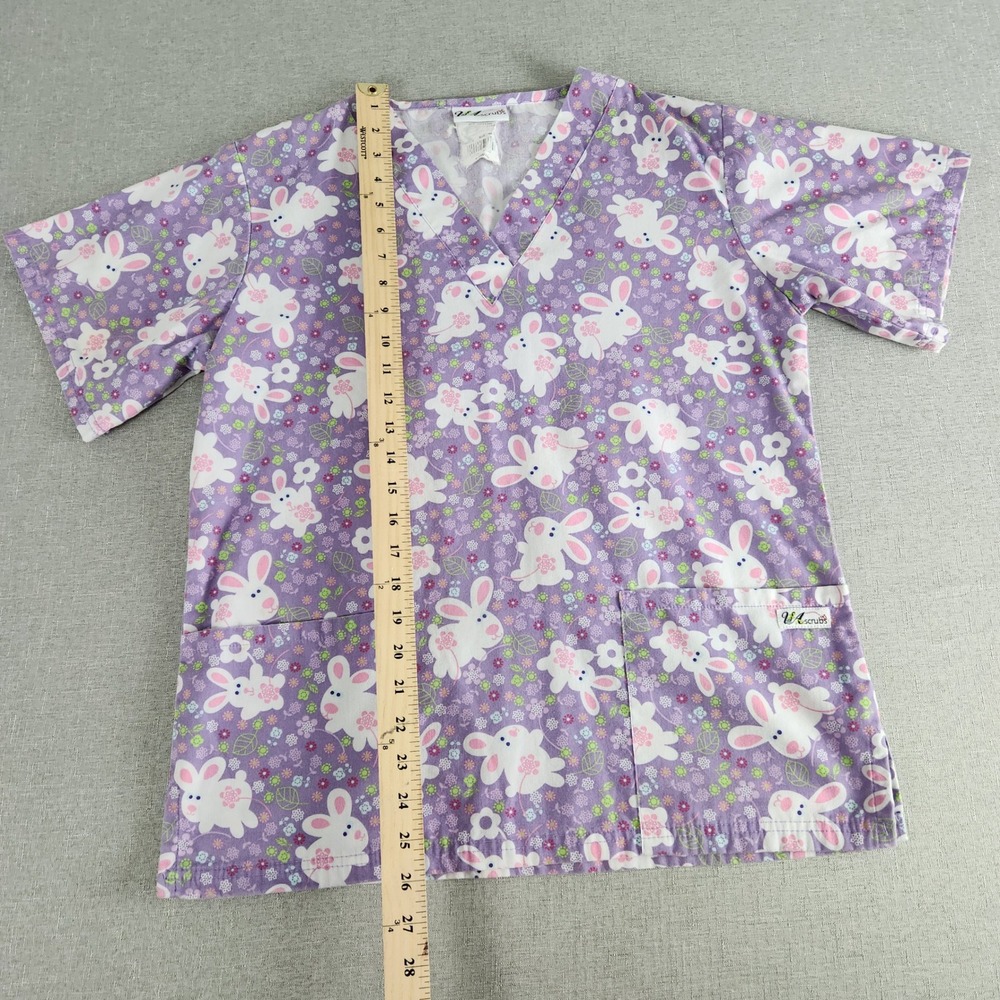 Lot 4 Women Scrub Tops Landau Peaches UA Scrubs Animal Print XS S Dog Cat Bunny - Picture 6 of 13